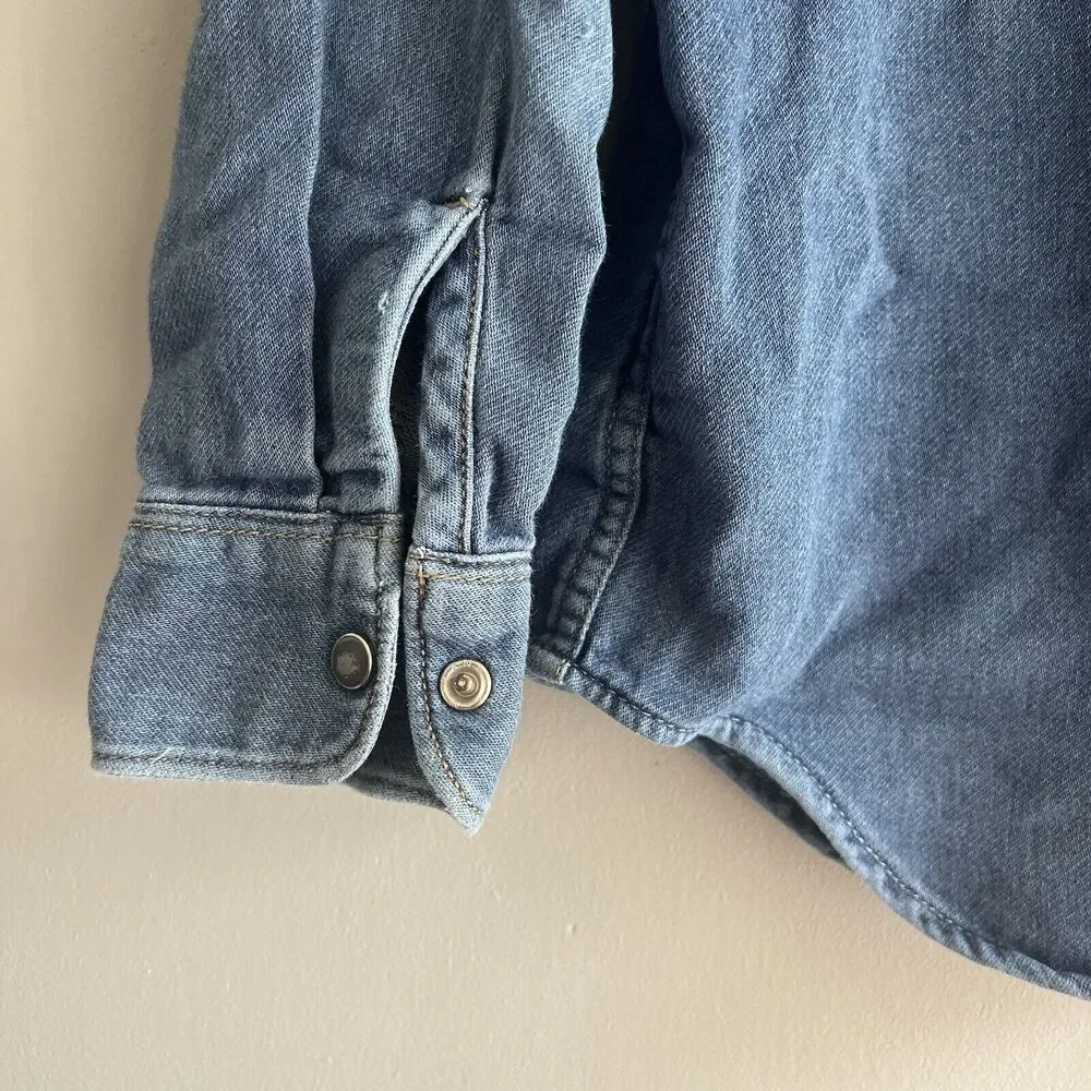 Gap Kids 1969 Boys Knit Denim Western Shirt – Medium Indigo